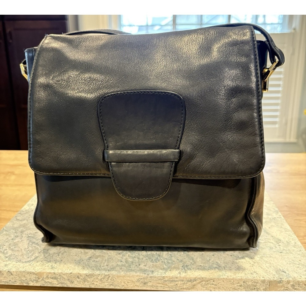 Partners by Mervyn's Leather Vintage Black Purse Shoulder Bag‎ Small